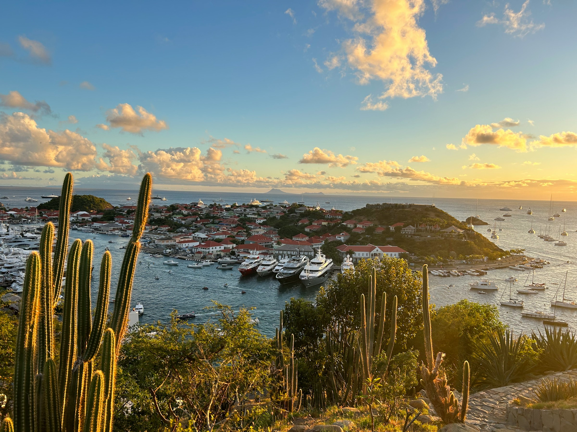 Gustavia harbor at sunset